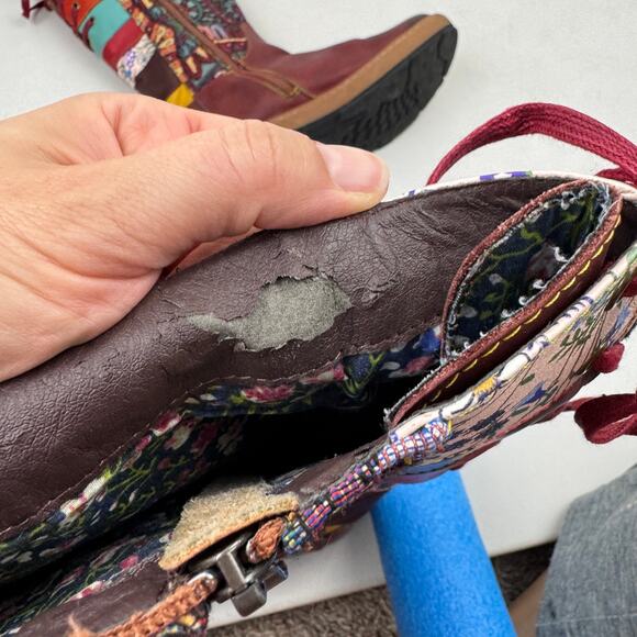 Socofy Boho Patchwork Leather Boots - Picture 9 of 11